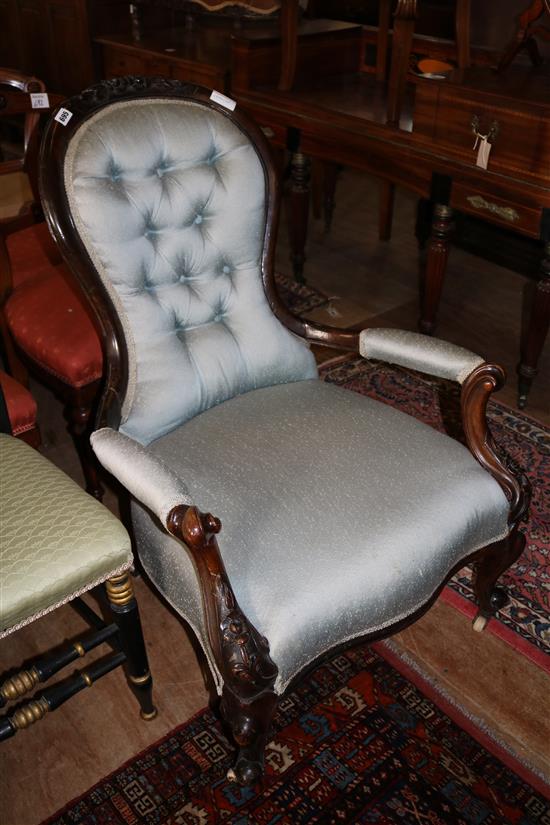 Victorian spoonback armchair